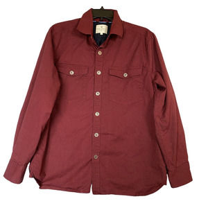 Construct Mens‎ Long Sleeve Button Up Shirt Maroon Navy Lined Size Large